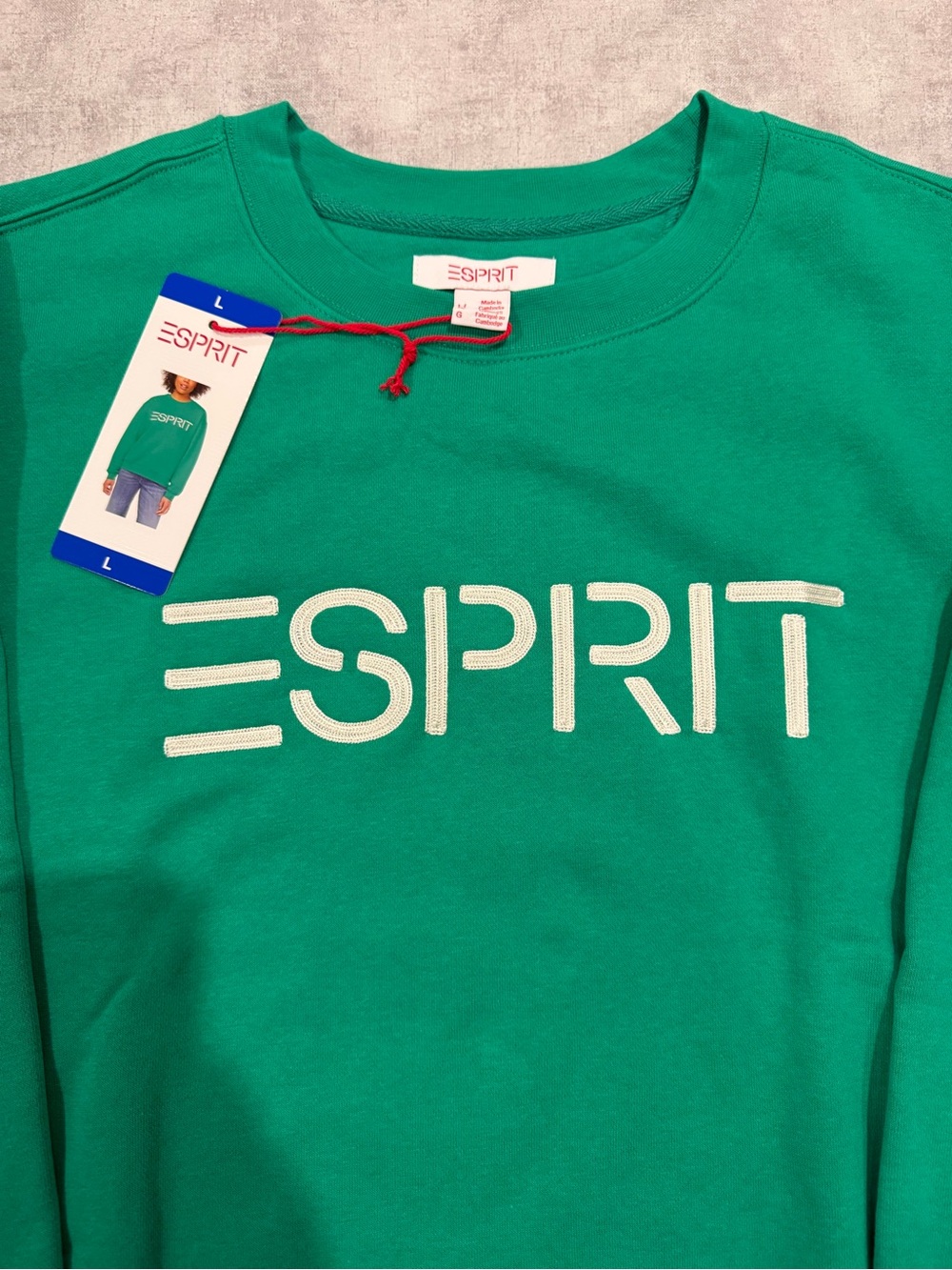 Esprit Bright Green Logo Crewneck Sweatshirt - Picture 3 of 5